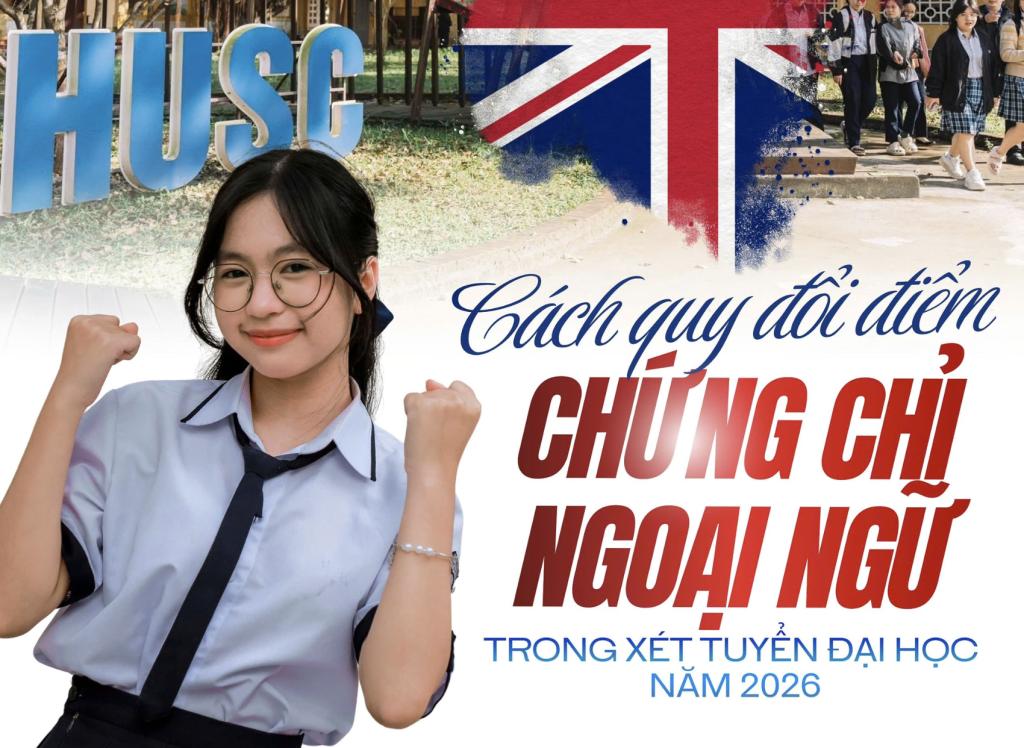 CÁCH QUY ĐỔI ĐIỂM CÁC CHỨNG CHỈ NGOẠI NGỮ TRONG XÉT TUYỂN ĐẠI HỌC NĂM 2026 CỦA TRƯỜNG ĐẠI HỌC KHOA HỌC